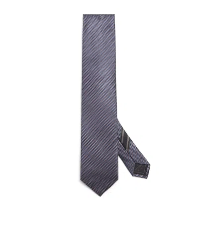 Brioni Silk Geometric-jacquard Tie In Blue