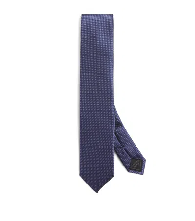 Brioni Silk Geometric-jacquard Tie In Blue