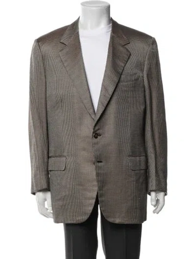Pre-owned Brioni Silk Houndstooth Print Blazer In Neutral