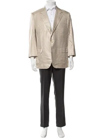 Pre-owned Brioni Silk Houndstooth Print Blazer In Neutrals