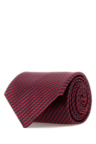 Brioni Silk Jacquard Necktie In Red