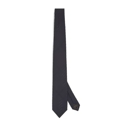 Brioni Silk Jacquard Tie In Blue