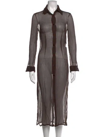 Pre-owned Brioni Silk Midi Length Dress In Brown