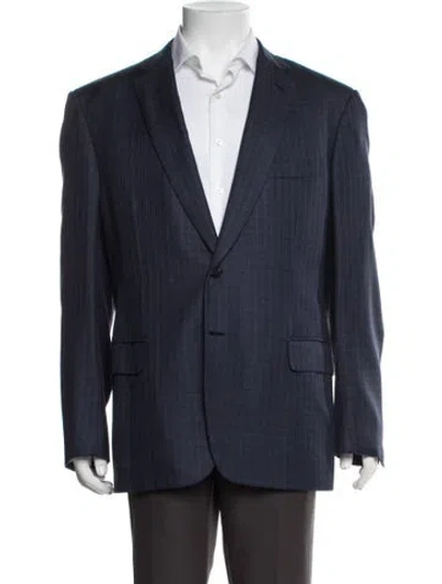 Pre-owned Brioni Silk Patterned Blazer In Blue