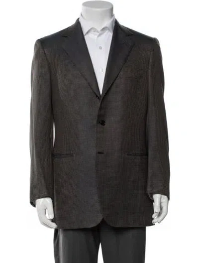Pre-owned Brioni Silk Patterned Blazer In Green