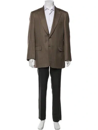 Pre-owned Brioni Silk Plaid Print Blazer In Neutrals