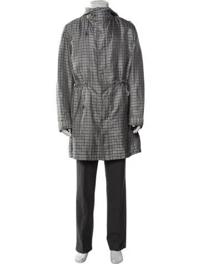 Pre-owned Brioni Silk Plaid Print Jacket In Yellow