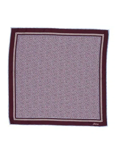 Pre-owned Brioni Silk Plaid Print Scarf In Burgundy