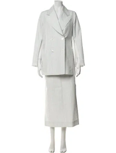 Pre-owned Brioni Silk Plaid Print Skirt Suit W/ Tags In White