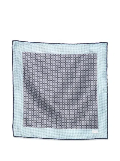 Brioni Silk Pocket Square In Blue