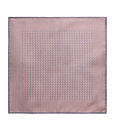 Brioni Silk Pocket Square In Pink