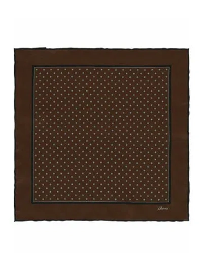 Pre-owned Brioni Silk Pocket Square W/ Tags In Brown