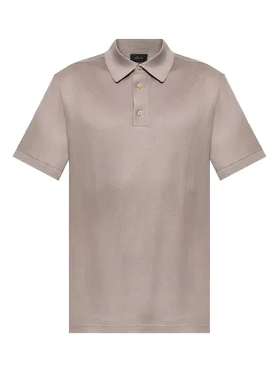 Brioni Silk Polo Shirt In Beige