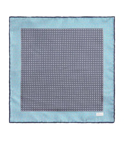 Brioni Silk Printed Pocket Square In Grey