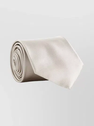Brioni Satin Silk Tie In Beige