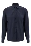 Brioni Long-sleeved Curved Hem Shirt In Blue