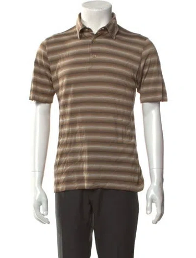 Pre-owned Brioni Silk Striped Polo Shirt In Green