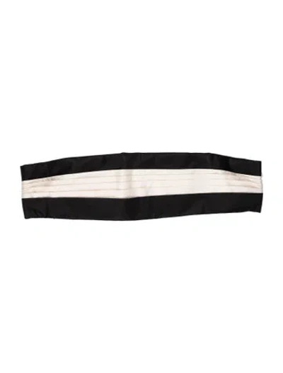 Pre-owned Brioni Silk Striped Scarf In Black