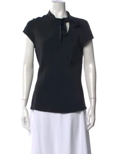 Pre-owned Brioni Silk Tie Neck Top In Black