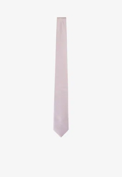 Brioni Silk Tie With Embroidered Polka-dot In Pink