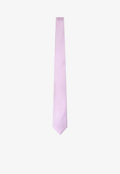 Brioni Silk Tie With Shiny-effect In Pink