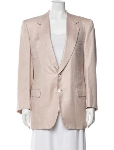 Pre-owned Brioni Silk Tweed Pattern Coat In Pink