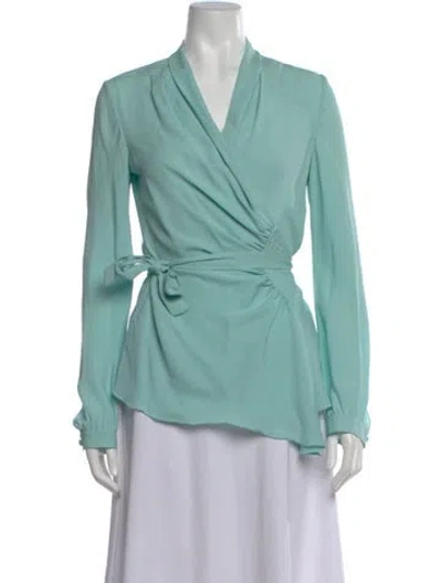 Pre-owned Brioni Silk V-neck Blouse In Green