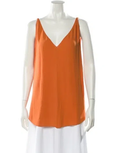 Pre-owned Brioni Silk V-neck Blouse In Orange