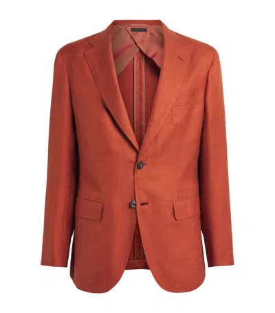 Brioni Silk-cashmere-linen Blazer In Brown