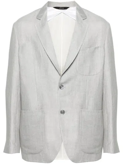 Brioni Single-breasted Blazer In Grey