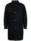 Brioni Single-breasted Leather Coat In Black