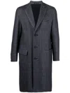 Brioni Single-breasted Wool Coat In Blau