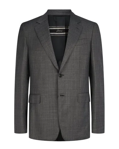 Brioni Single-breasted Wool Blazer In Gray
