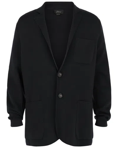 Brioni Single-breasted Wool Jersey Blazer In Black