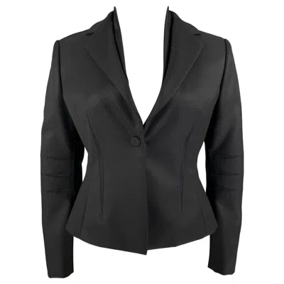 Pre-owned Brioni Size 10 Black Wool Notch Lapel Cropped Jacket Blazer