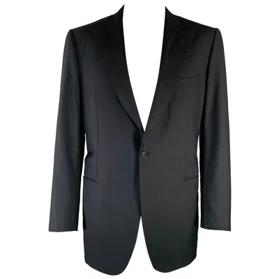 Pre-owned Brioni Size 46 Black Wool Tuxedo Peak Lapel Sport Coat