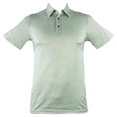 Pre-owned Brioni Size L Green White Checkered Cotton Half Placket Polo