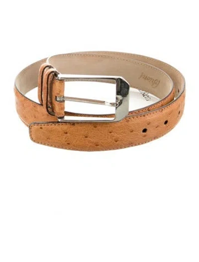 Pre-owned Brioni Skinny Leather Belt In Brown