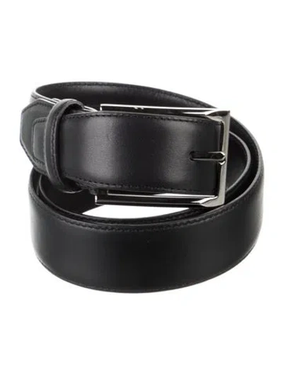 Pre-owned Brioni Skinny Leather Waist Belt In Black