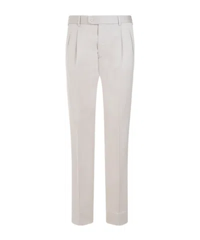 Brioni Slim-fit Cotton Tailored Trousers In White