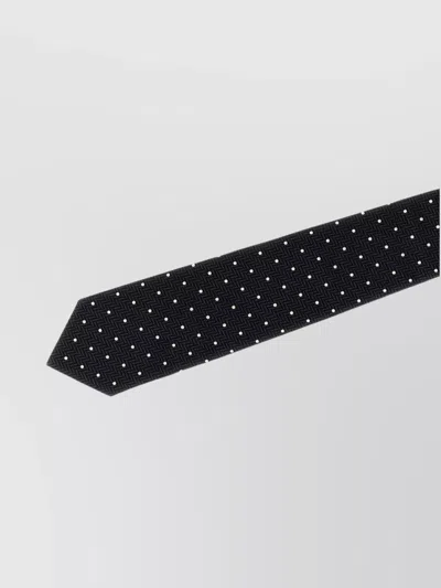 Brioni Slim Polka Dot Jacquard Tie In Black