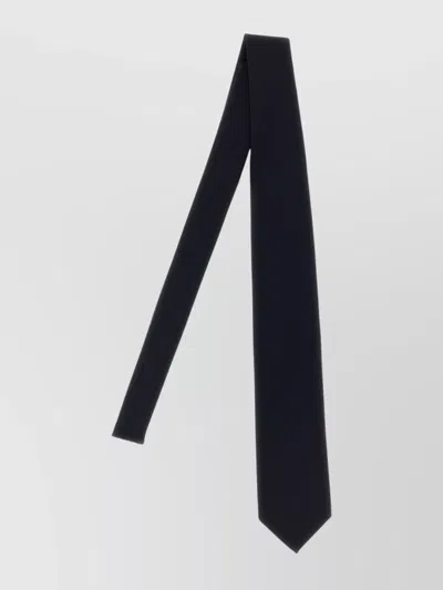 Brioni Slim Textured Wool Tie With Pointed Tip In Blue