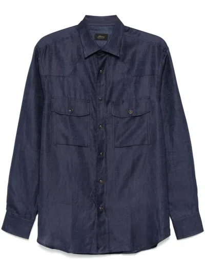 Brioni Slub-texture Shirt In Blue