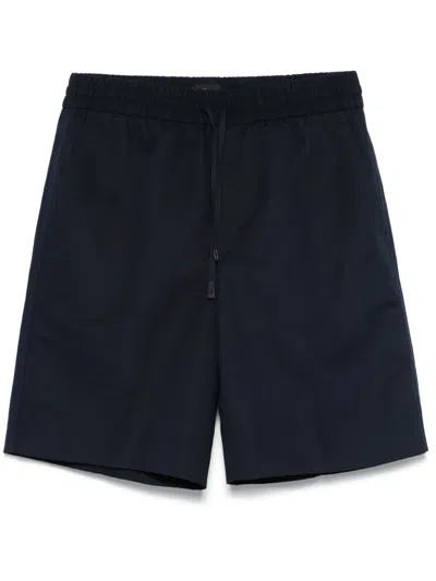 Brioni Slub-texture Shorts In Blue