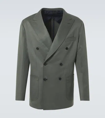 Brioni Soffio Silk And Cashmere Gabardine Blazer In Green