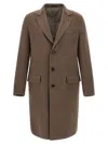Brioni Notch Lapel Coat With Flap And Chest Pockets In Brown