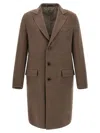 Brioni Notch Lapel Coat With Flap And Chest Pockets In Brown