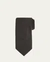 Brioni Solid Textured Silk Tie In Brown