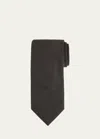 Brioni Solid Textured Silk Tie In Black