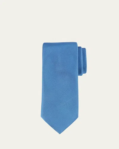 Brioni Solid Textured Silk Tie In Medium Red